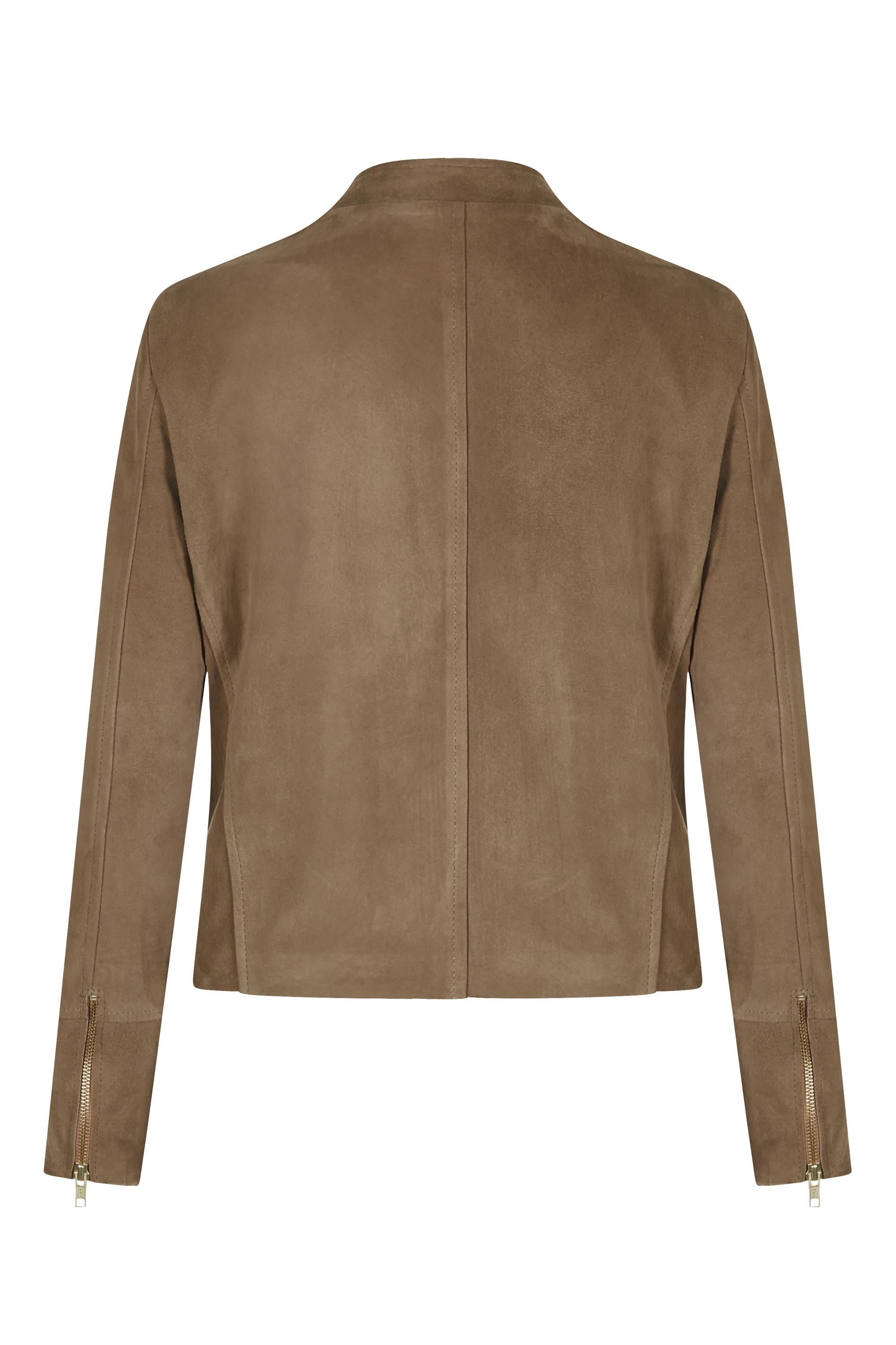 Cassie Suede Biker Jacket in Taupe Back