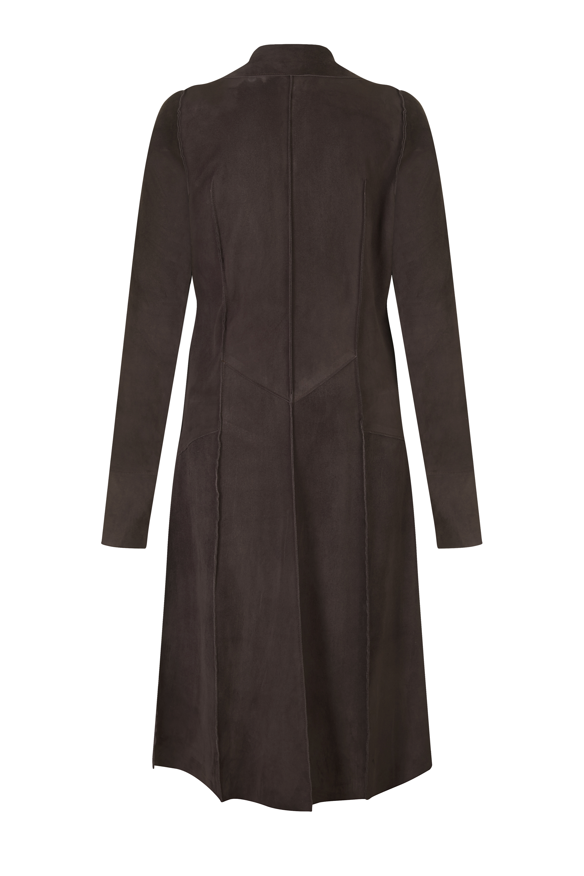 Florence Cardigan Suede Coat in Slate - Back