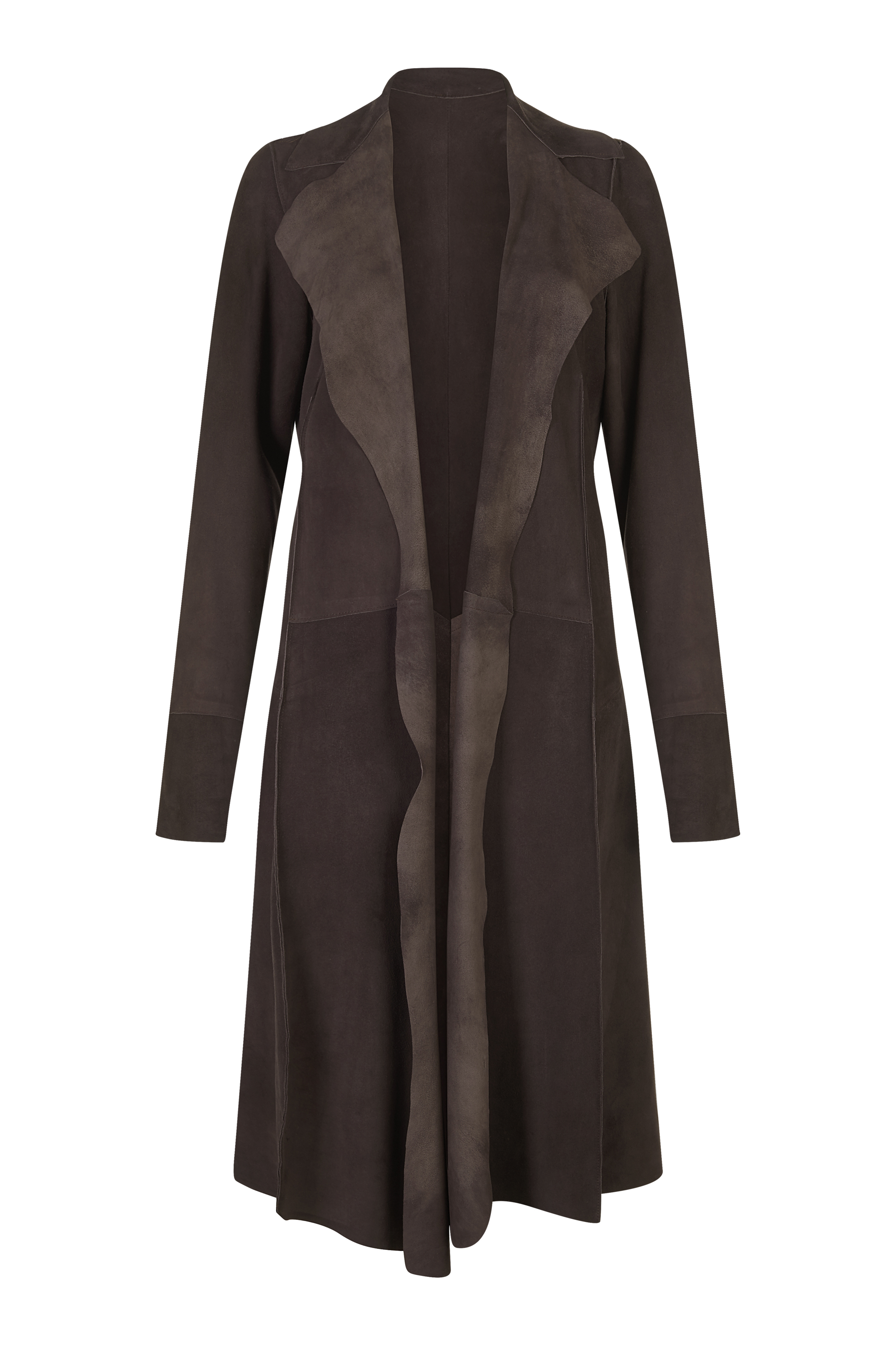 Florence Cardigan Suede Coat in Slate
